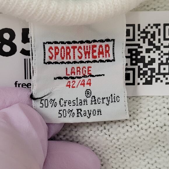 Vintage Ramstein-Varsity Sweater Womens Large 22x23 Ivory - Picture 6 of 12